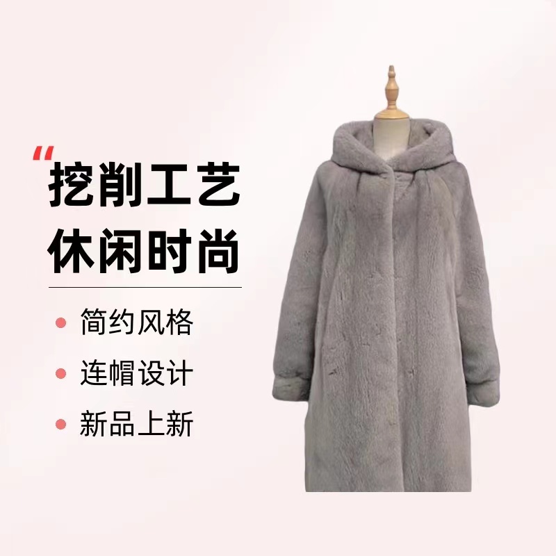 【BUFAN】进口紫金短二银兰本色女款水貂休闲时尚款帽款皮草貂皮