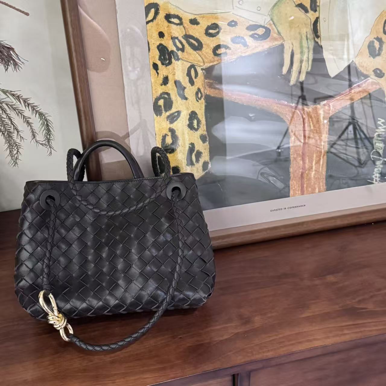 【周炸炸】手工编织羊皮 老钱风单肩手提包#250585