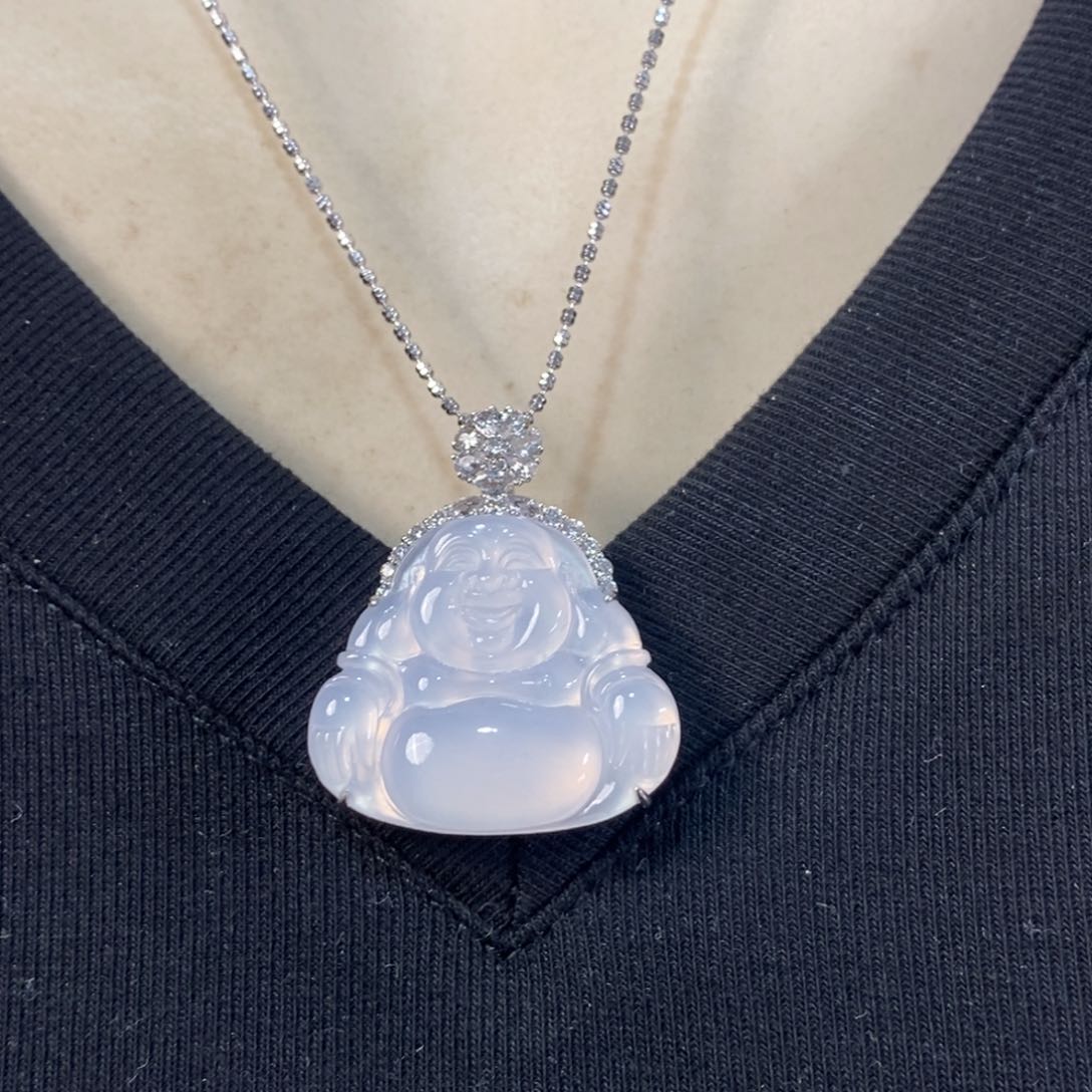 翡翠吊坠(赠链)18K金镶嵌?**?