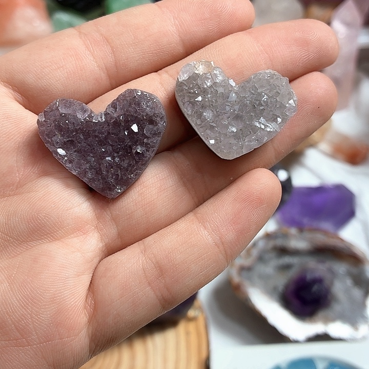 石材紫水晶爱心摆件