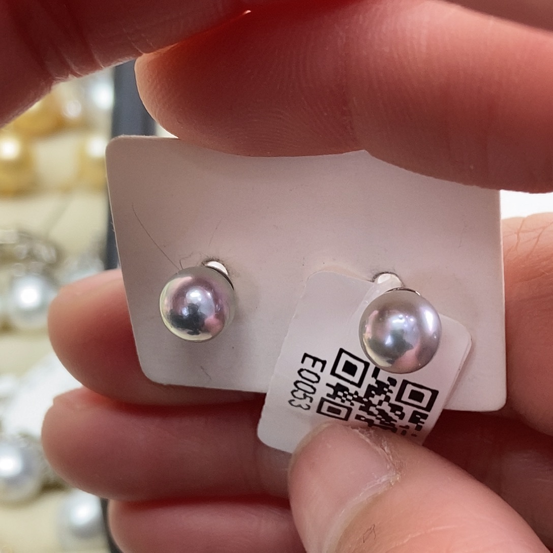 耳饰海水珍珠银S925镶嵌@@E0053