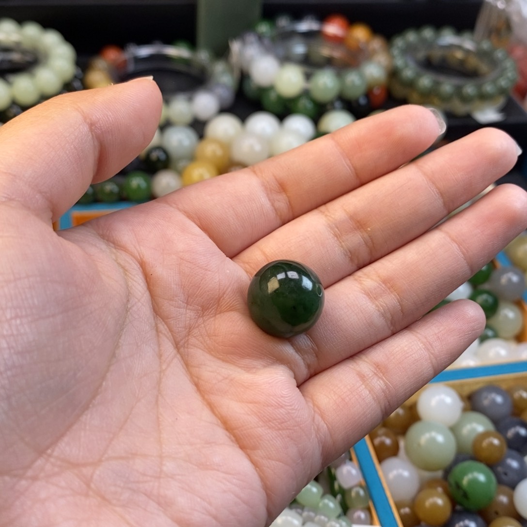 和田玉手串未镶嵌福利碧玉单珠z 16