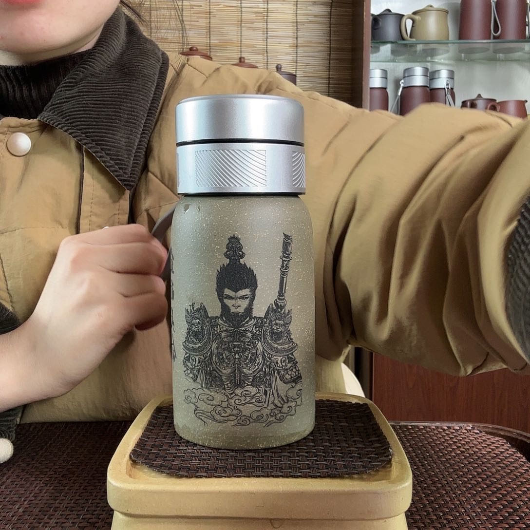 紫砂茶杯悟空青段便携水杯350CC左右