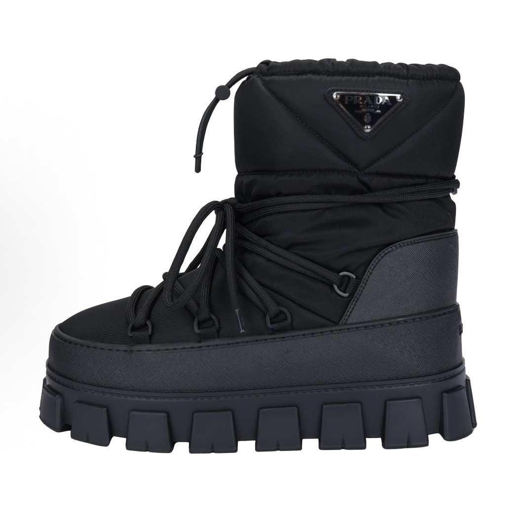 未使用 Prada/普拉达 35-39码 偏大短筒保暖防滑雪地靴户外黑色
