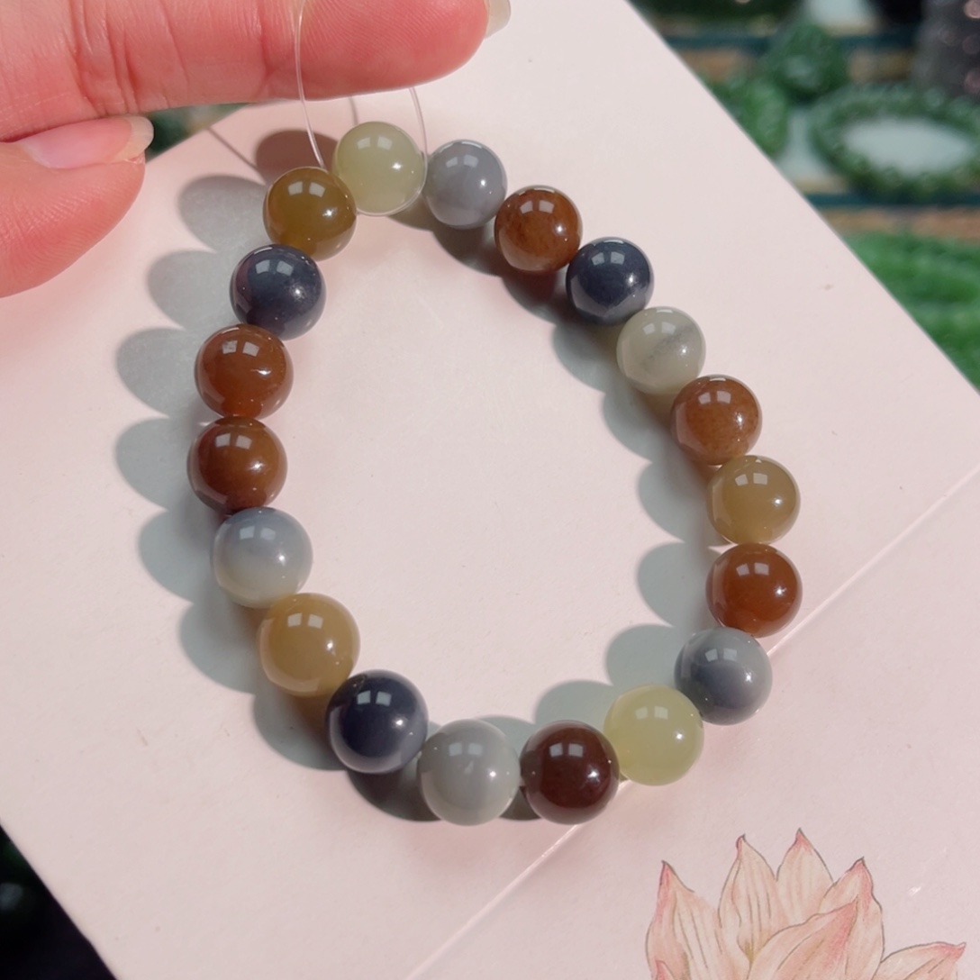 和田玉手串未镶嵌楼兰卡10