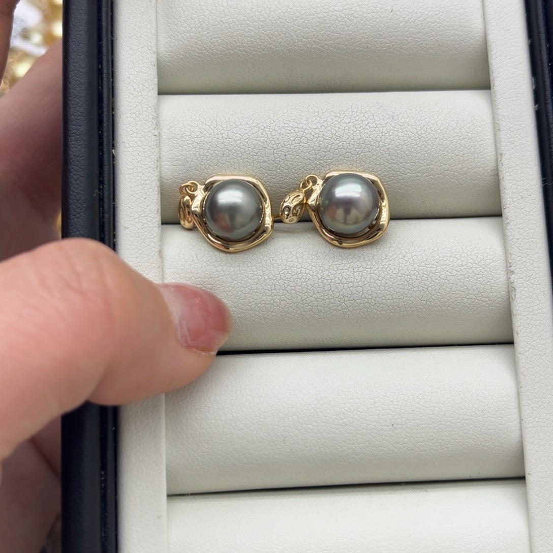 海水珍珠耳饰银S925镶嵌