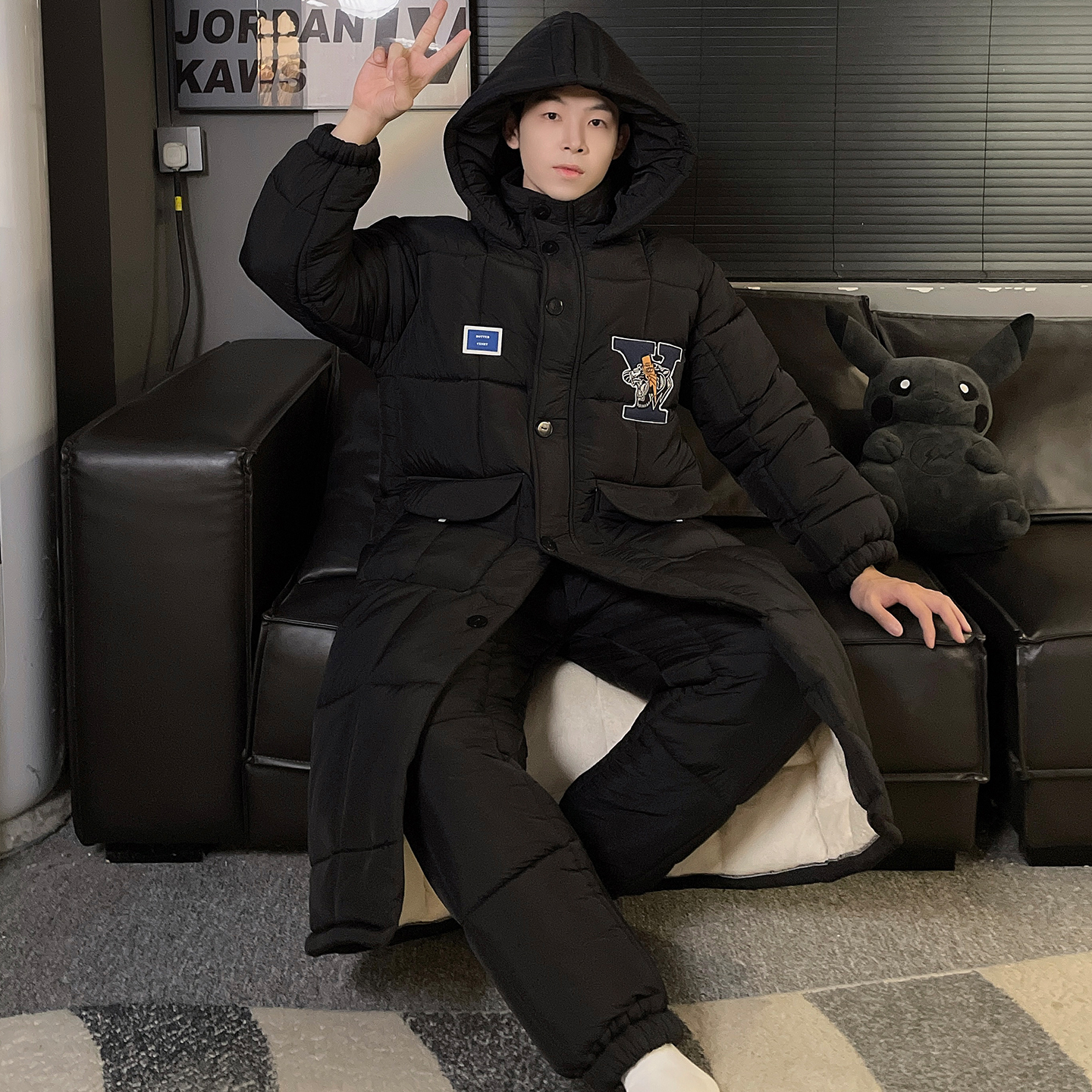 三层夹棉加厚睡袍冬季男士睡衣加厚加绒可外穿珊瑚绒家居服 7845