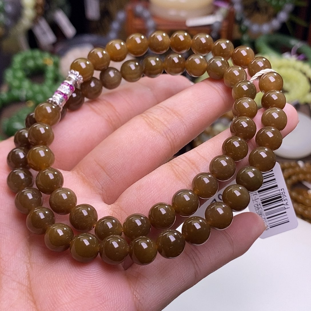 和田玉未镶嵌且末糖红糖妈妈链清货价8mm