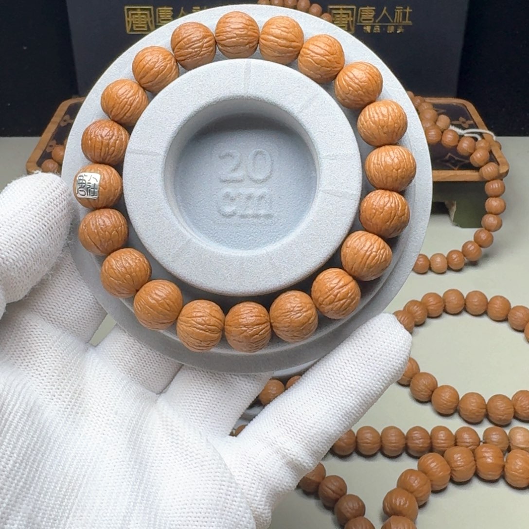 猴头核桃手串石**花13大同尺银标款凤羽