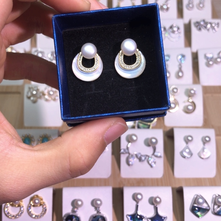 淡水珍珠耳饰银S925镶嵌