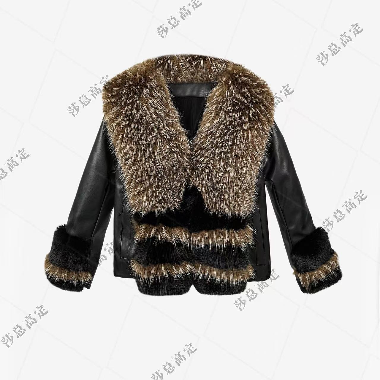 【专柜飞】秋冬新款高奢高级黑暗玫瑰拼接设计短外套D0024