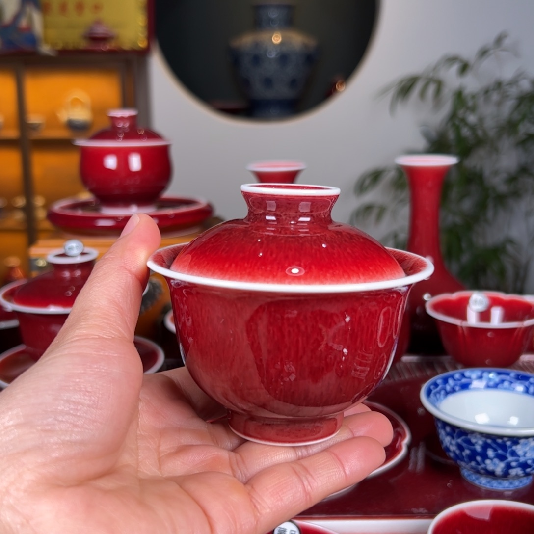 杯子景德镇原矿陶瓷二才盖碗