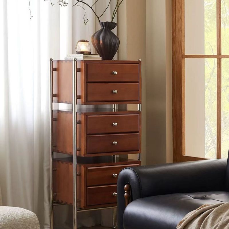 北欧复古实木边柜简约中古柜子侘寂风多用途储物柜斗柜玄关柜边柜