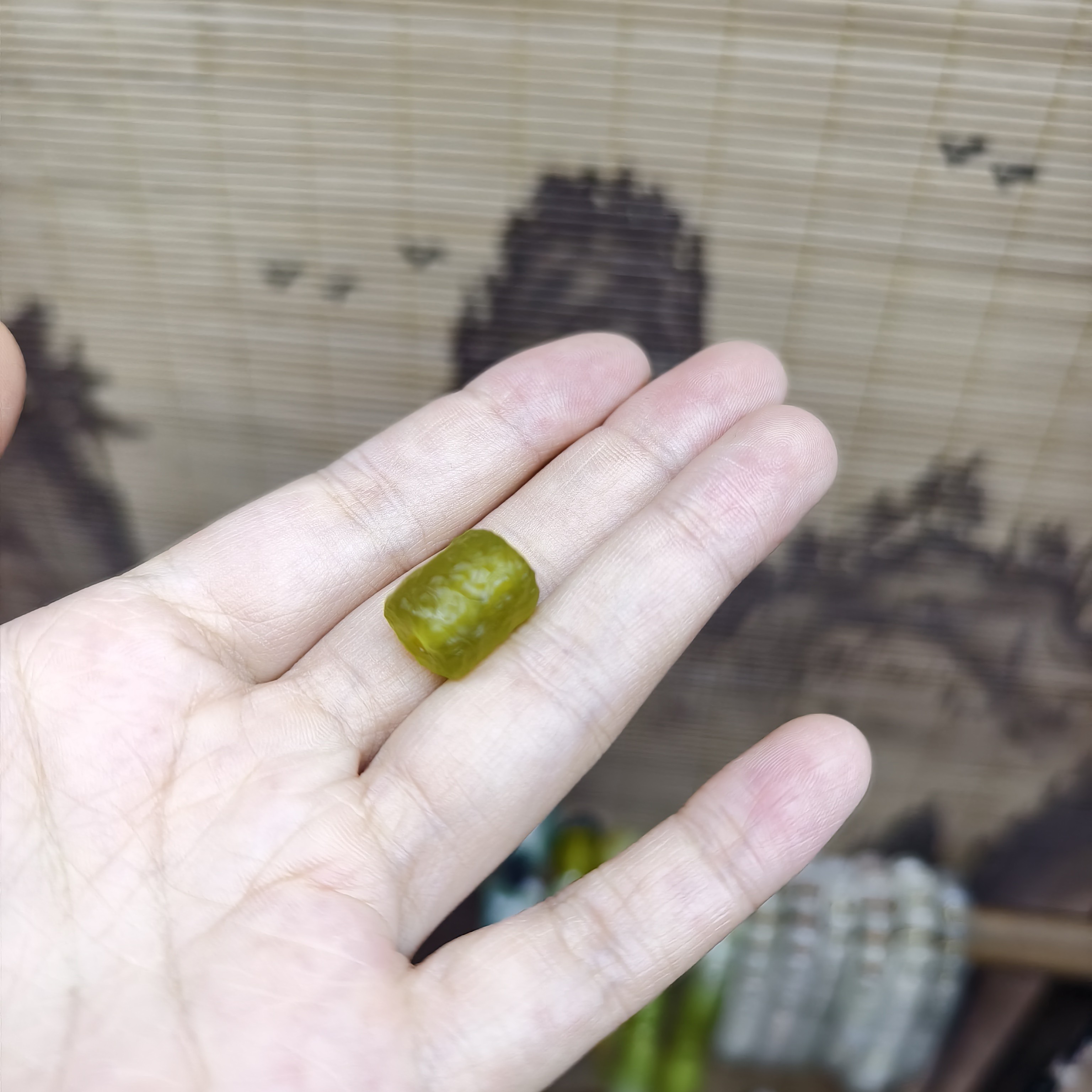 纯天然岫玉手工雕刻复古锤纹黄金玉锁骨链（或配饰）