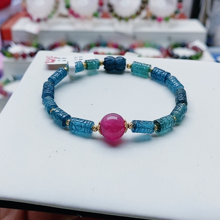 碧玺手链18K金镶嵌4号