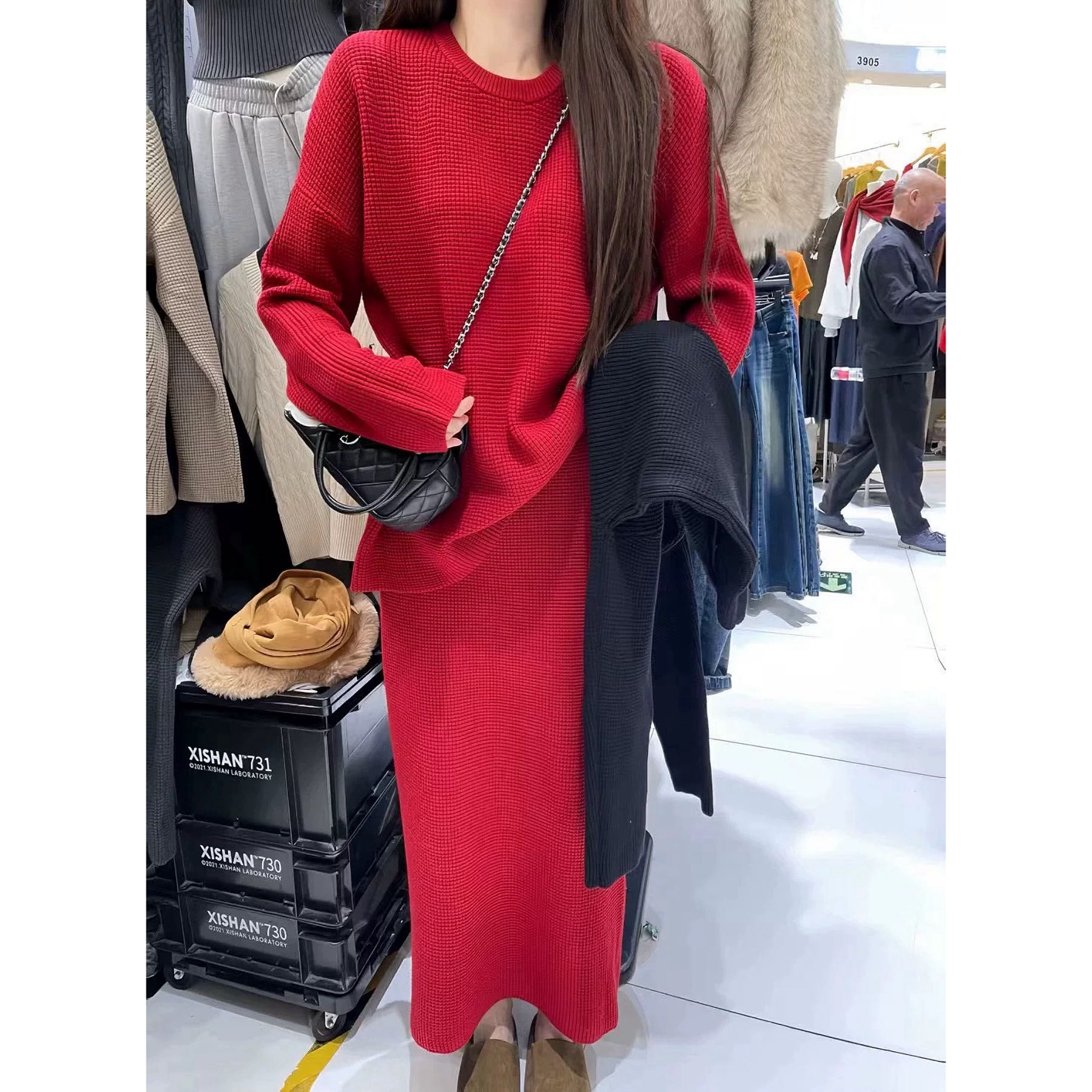 【土豆优选】时髦精华夫格针织上衣➕半裙