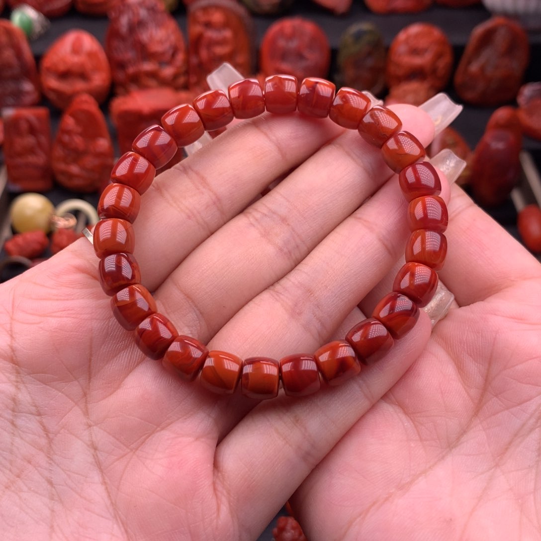 南红玛瑙南红川料直切手串8mm➕未镶嵌