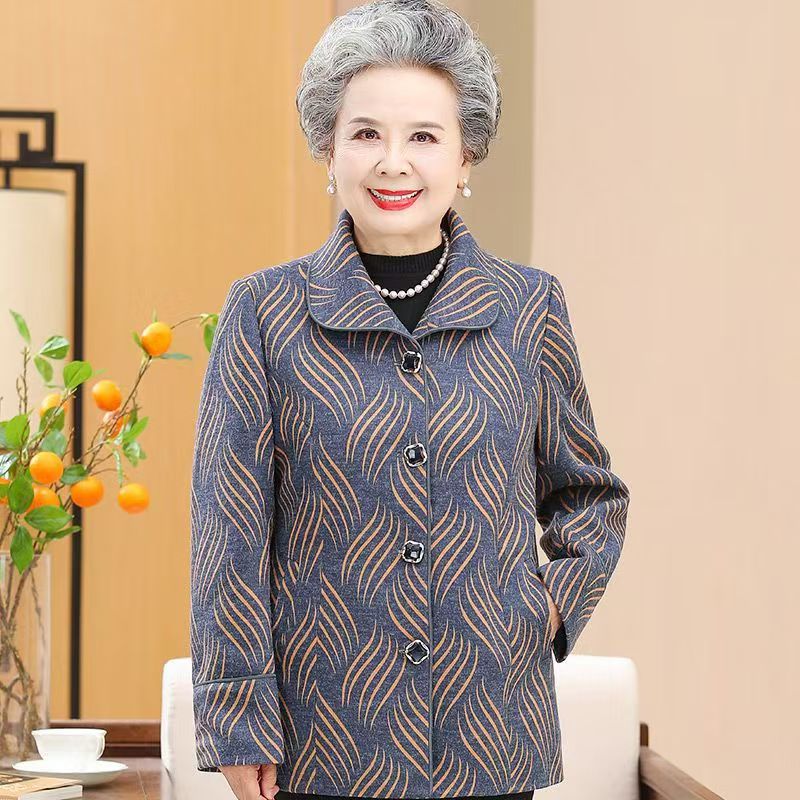 11942-中老年人秋装外套长袖上衣女妈妈老人翻领衣服【A27-4-2】