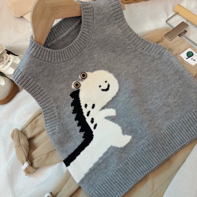 【小奶龙】春秋新款宝宝韩版针织宽松儿童洋气男童女童马甲背心