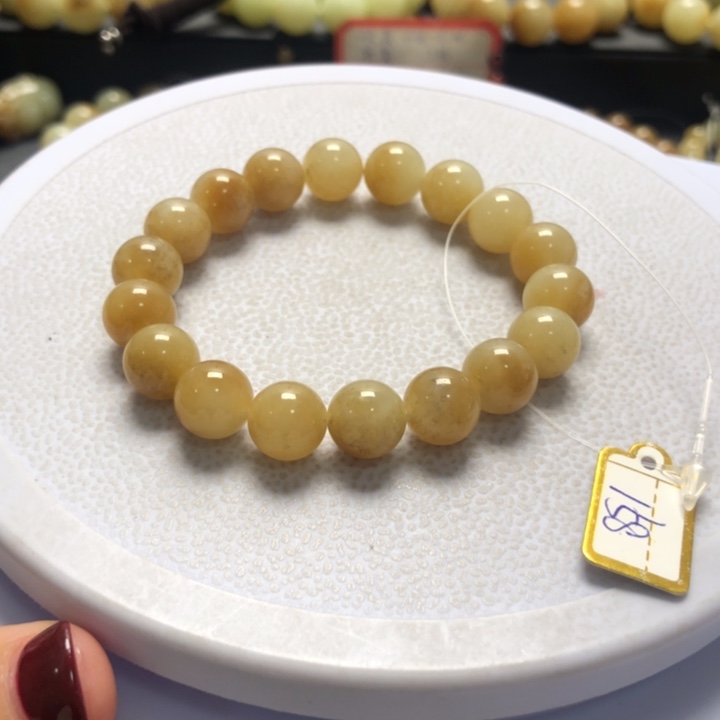 和田玉手串未镶嵌卡10