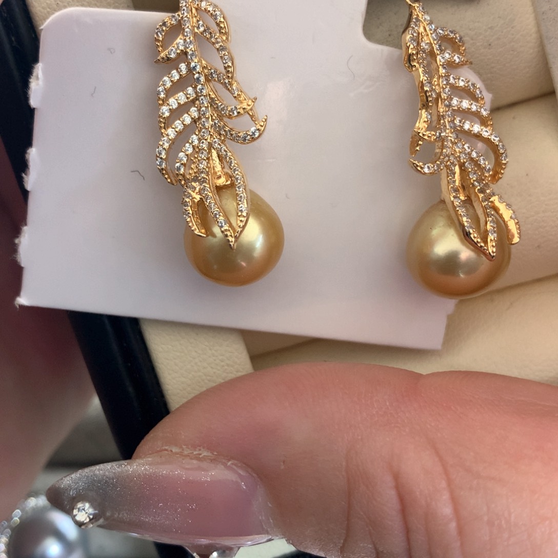 海水珍珠耳饰银S925镶嵌