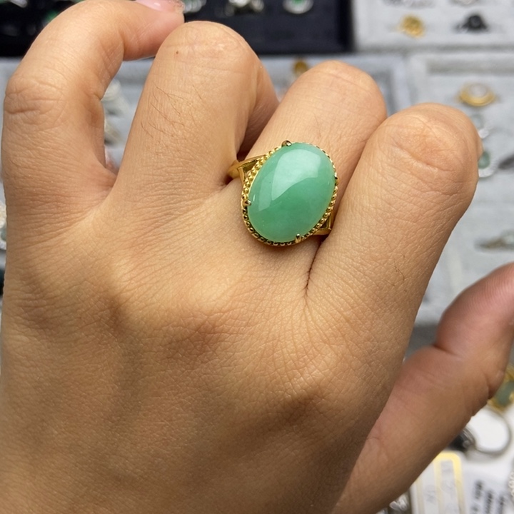 翡翠戒指银S925镶嵌戒指