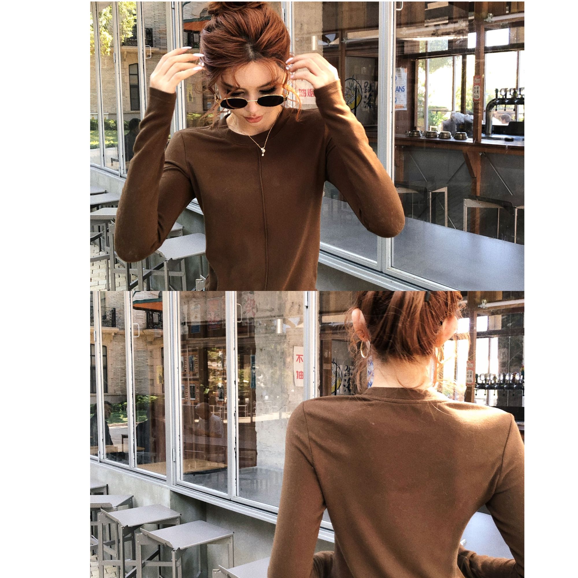 婉君T【中线上衣】25秋冬新款时尚保暖长袖打底上衣LWJ25D4T3913