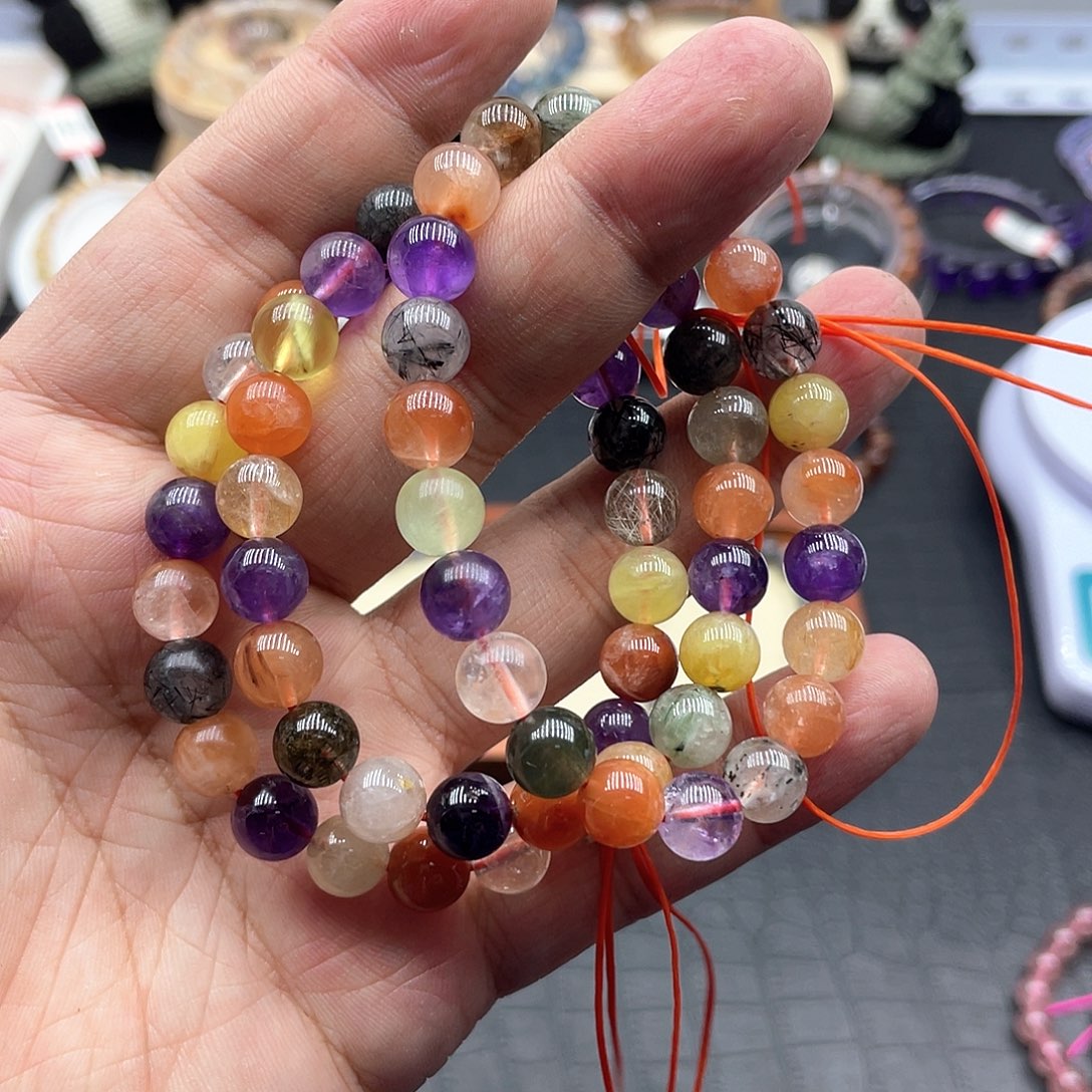 水晶手链未镶嵌发晶多宝