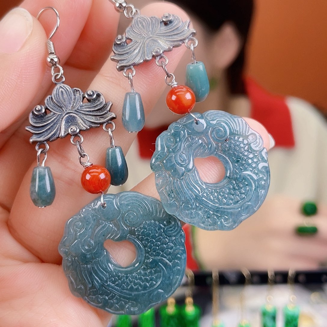 翡翠未镶嵌耳饰饰品