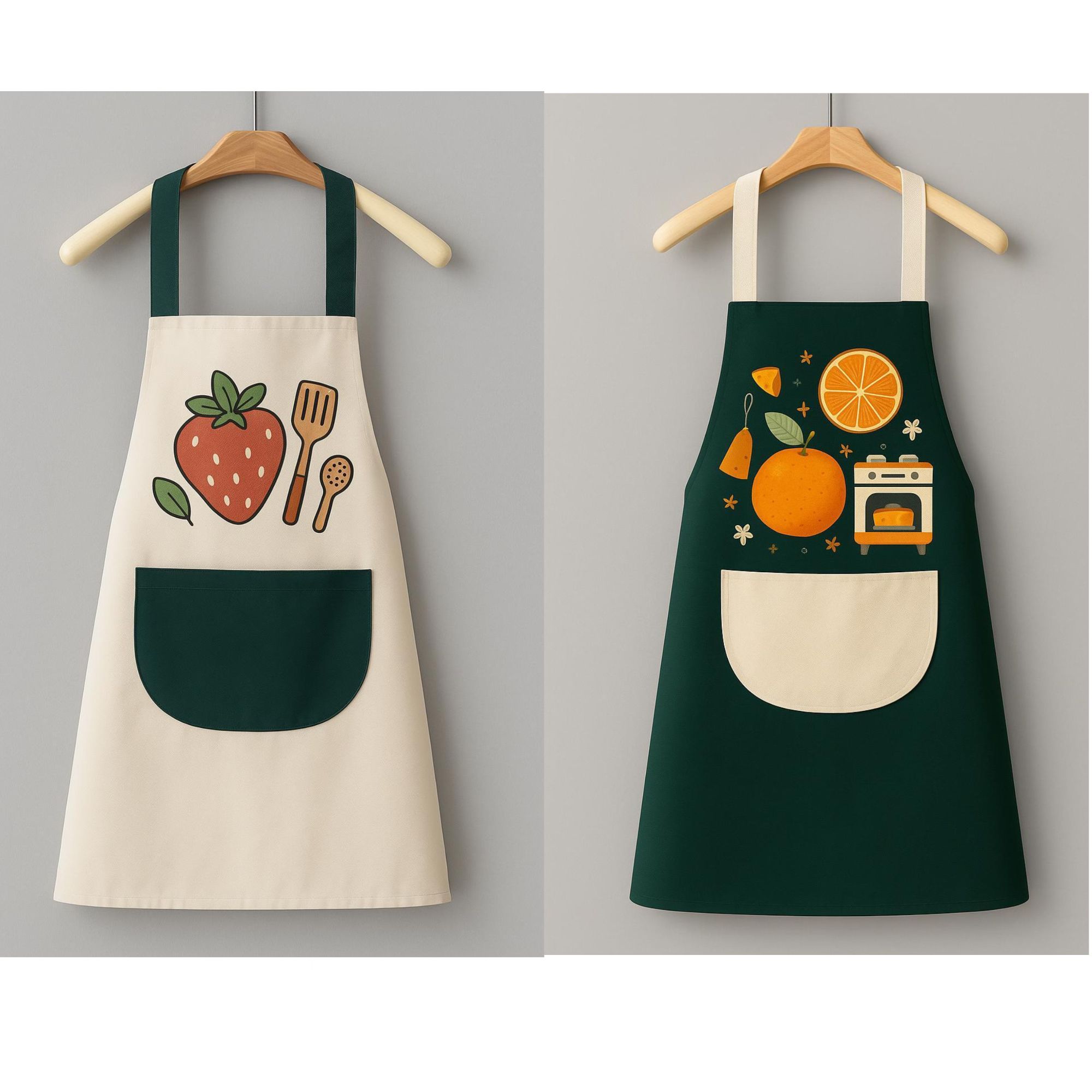 【到手两条】新款防油围裙拼接均码家用洋气带兜数码包/收纳/整理