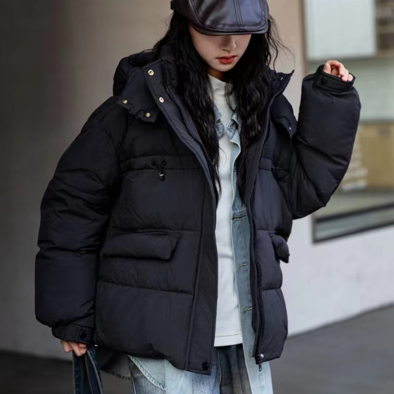 桔 2024【X】12月17日儿童时尚潮酷百搭黑色防寒棉服0610-