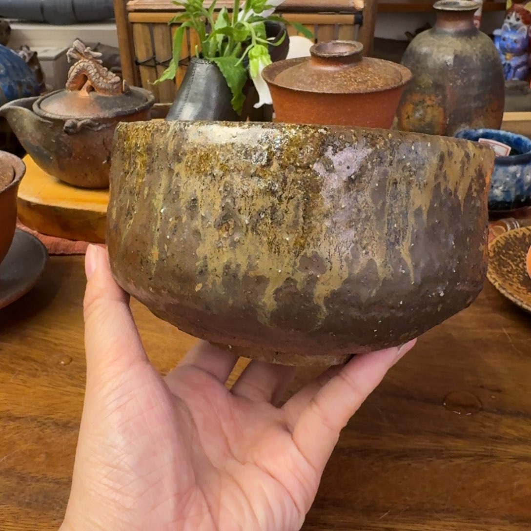 藤原章备前烧山土抹茶碗福利一口价