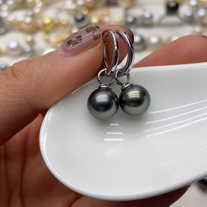 海水珍珠耳饰银S925镶嵌