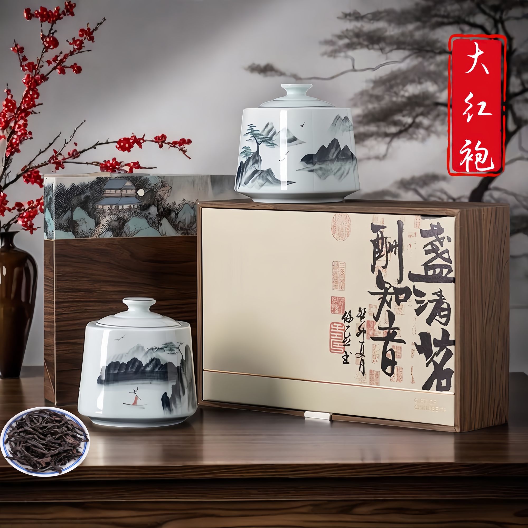 武夷山岩茶大红袍茶叶正宗武夷山正岩肉桂茶叶礼盒装送人高端大气