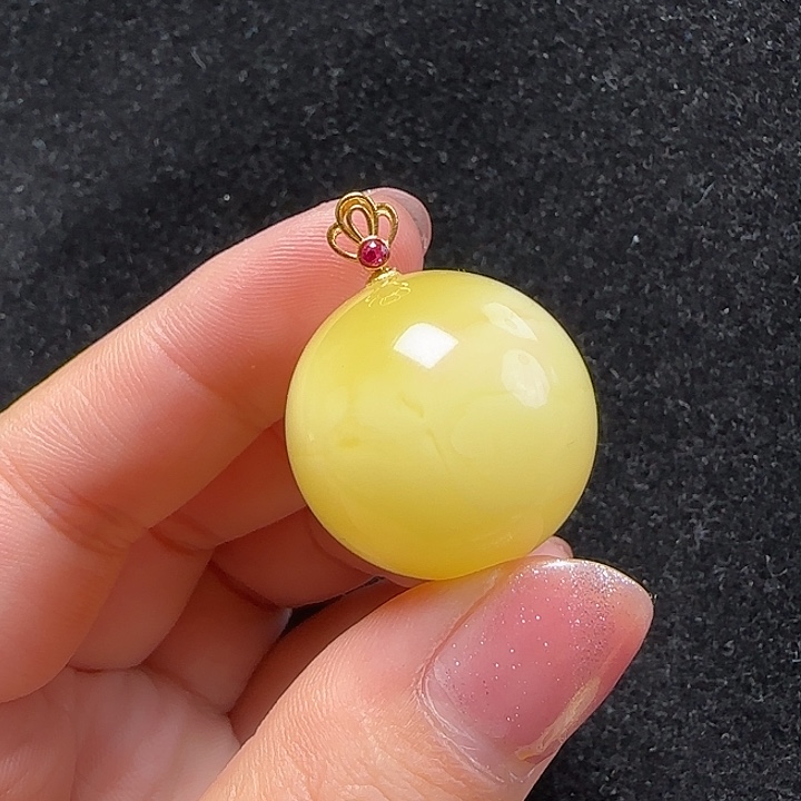 蜜蜡珠宝奇石18K金镶嵌24.2