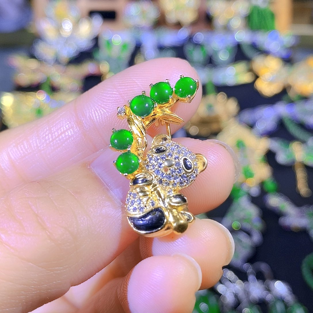 吊坠(不含链)银S925镶嵌翡翠