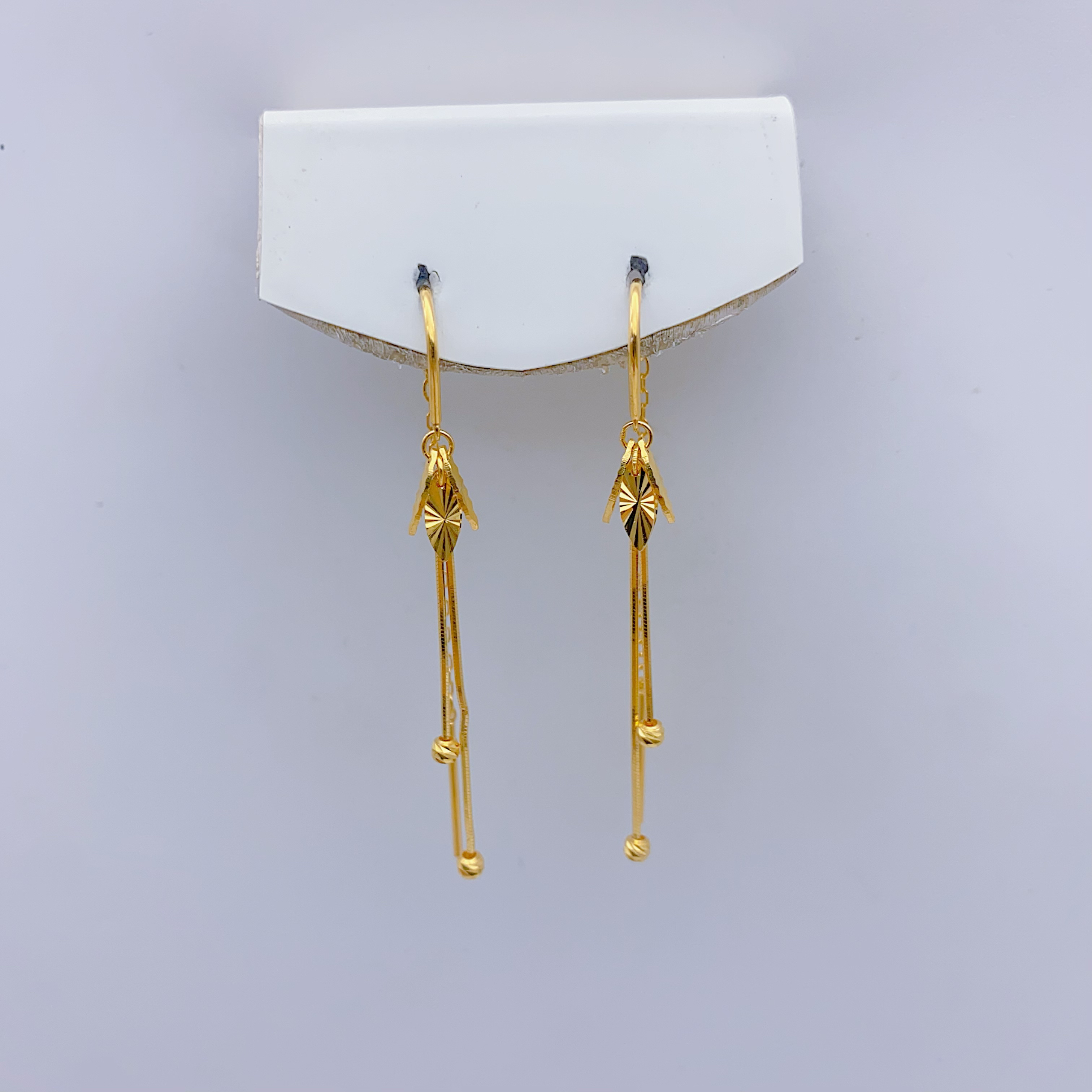 老庙足金2 5G工艺时尚叶片U型耳针2.36克