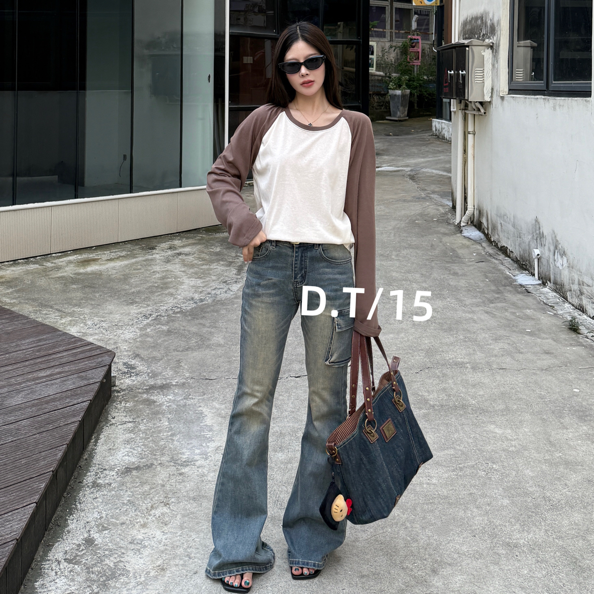 DT-冬上新街头风水洗立体口袋设计感微喇长裤牛仔裤