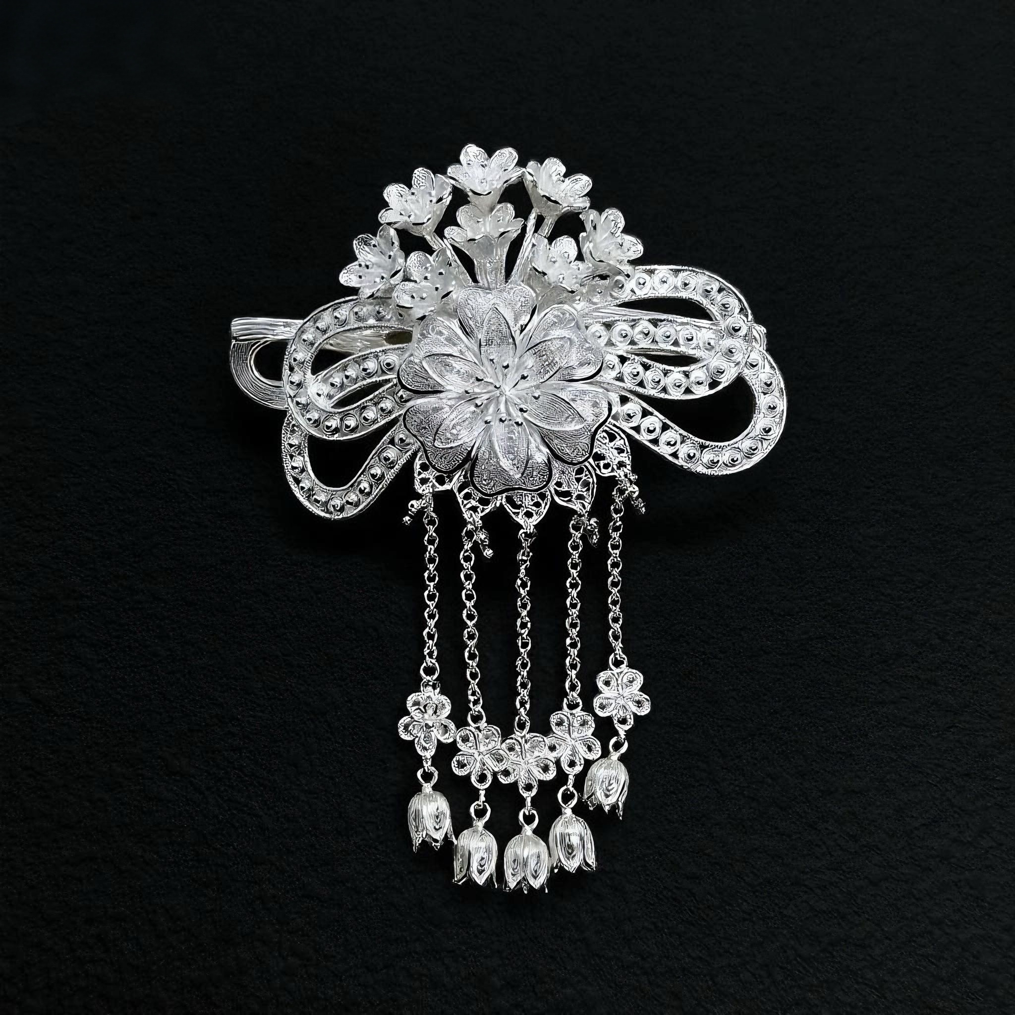 足银银制品 黔韵银绣 足银花丝发夹纯手工新款爆款高级感正品