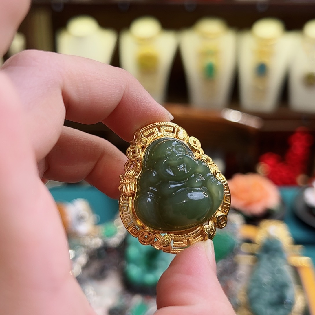 和田玉戒指/指环银S925镶嵌古风