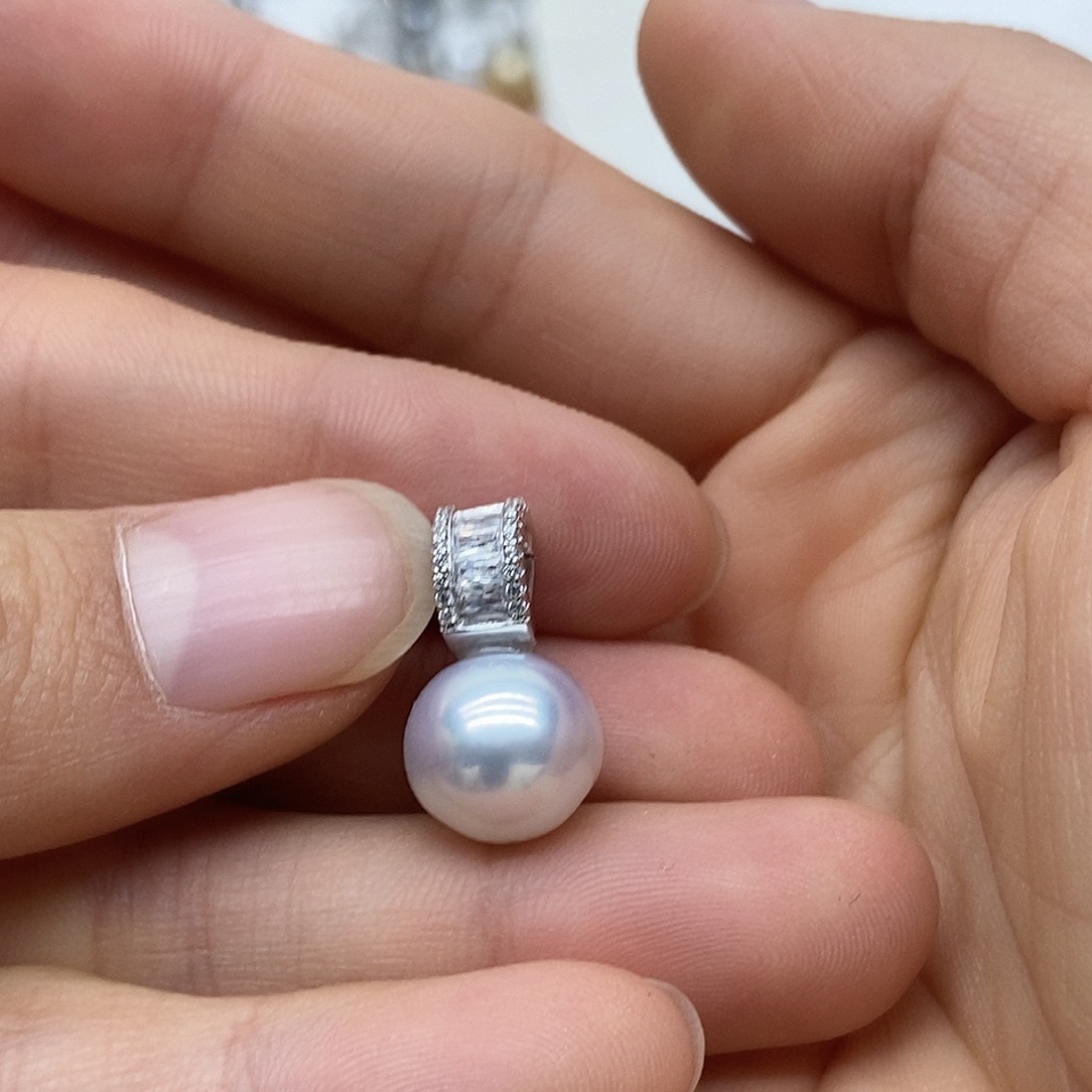 吊坠(不含链)银S925镶嵌海水珍珠