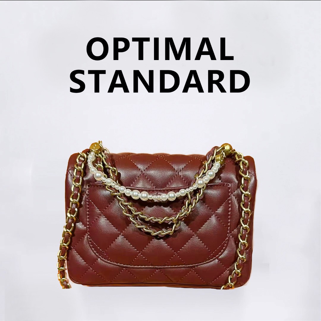 夏梵希（冬季上新）菱格纹酒红色9001珍珠尺寸17-12-6真皮包DIY时尚