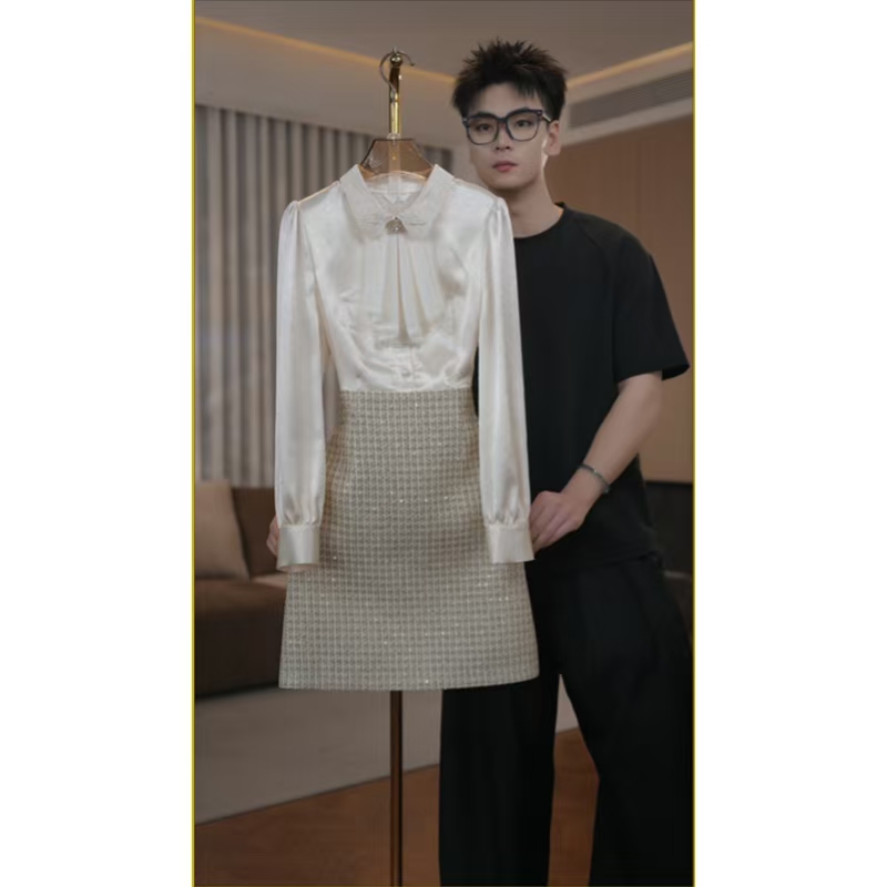 【蒂妮佳-现货】2245品牌女装高贵气质显瘦长袖连衣裙