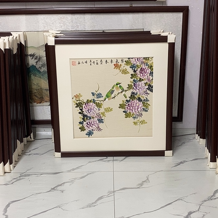 国画手绘作品带框发货