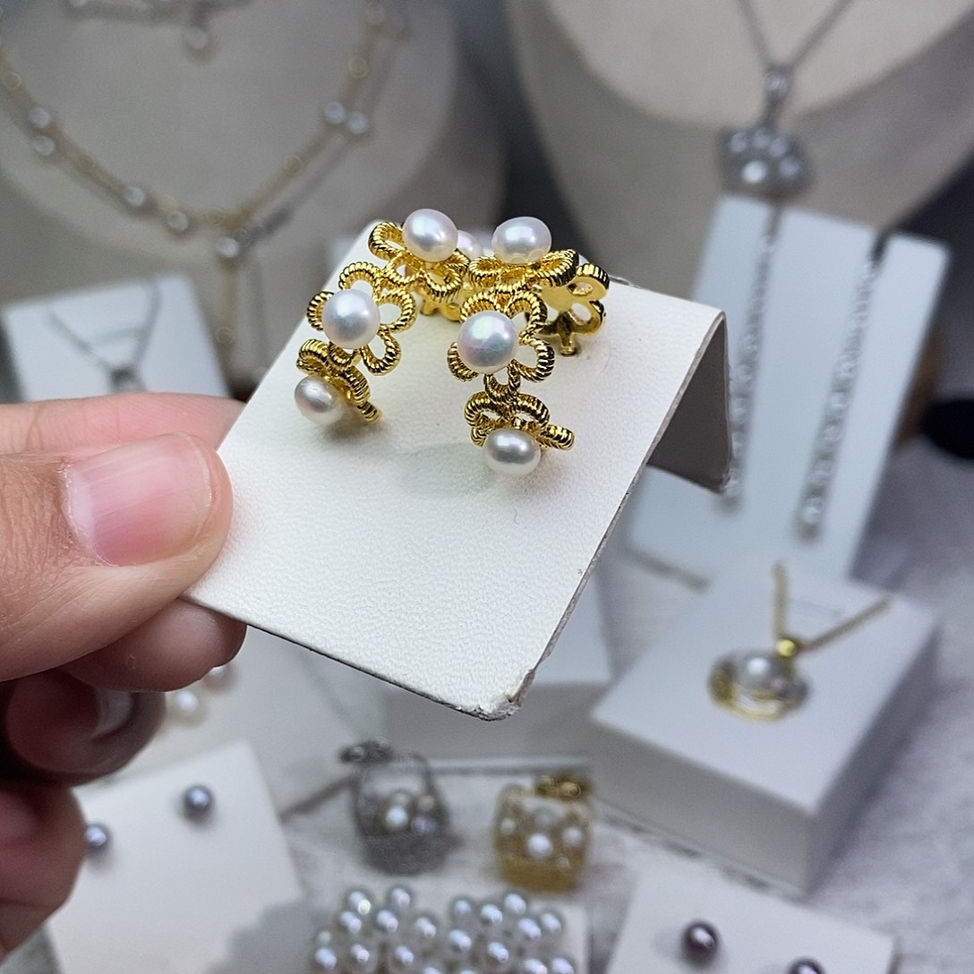 耳饰淡水珍珠银S925镶嵌