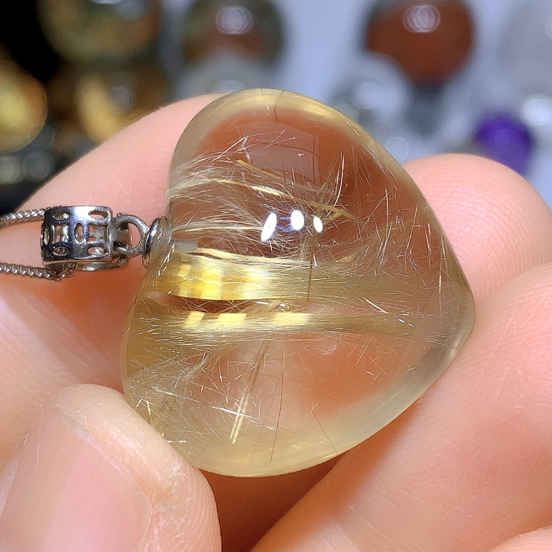 水晶吊坠银S925镶嵌天然水晶