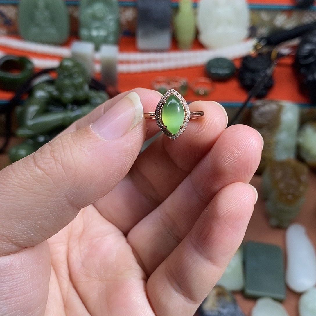 和田玉银S925镶嵌戒指