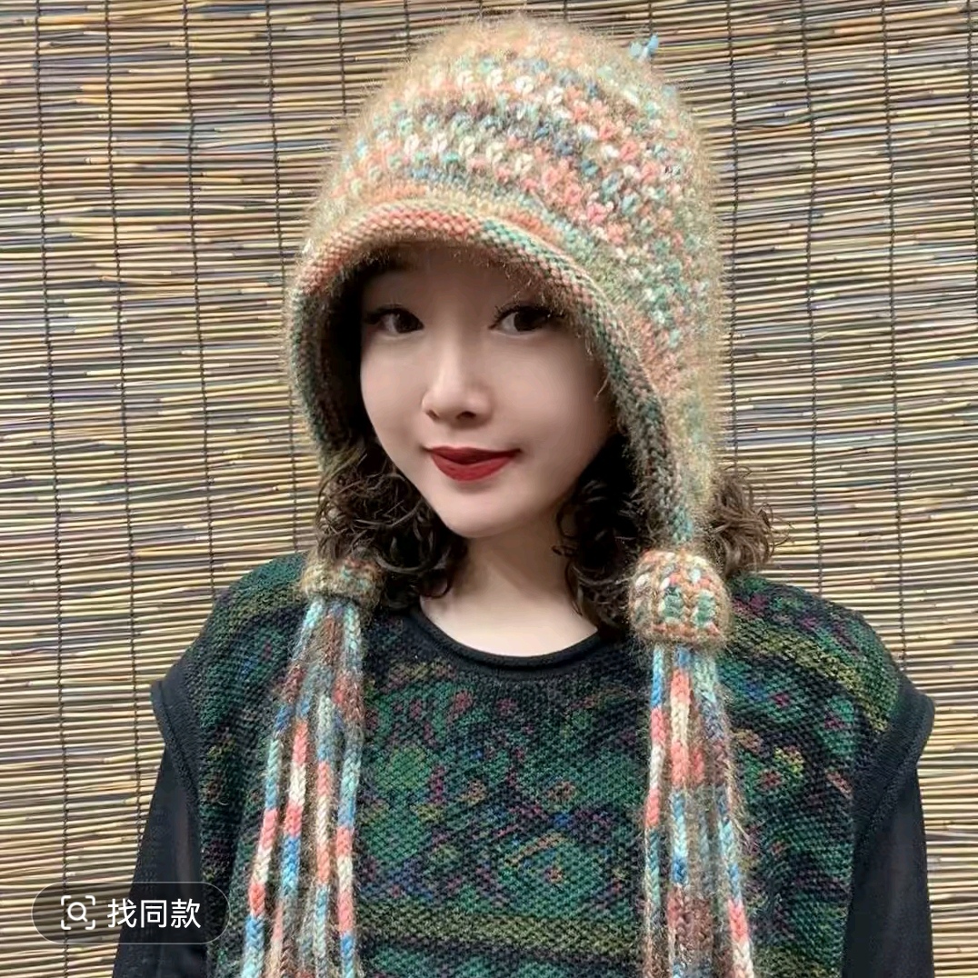 新款爆款链接【一体双层】加厚保暖流苏小葫芦帽子