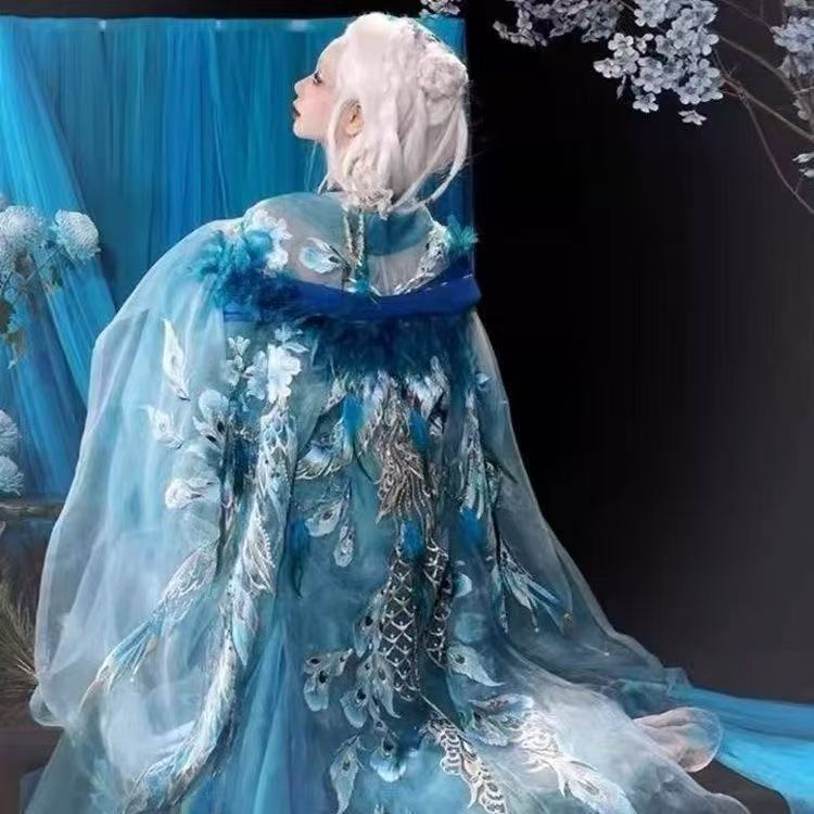 汉服【雀灵 :孔雀】原创重工刺绣大袖衫齐胸诃子裙女网红套装