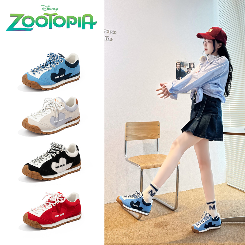 Disney/迪士尼疯狂动物城阿甘鞋复古百搭运动鞋子女款厚底德训鞋~商品图